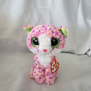 TY Beanie Boos Sophie Pink Purple Spotted Cat Plush Toy 6 Inch 2015